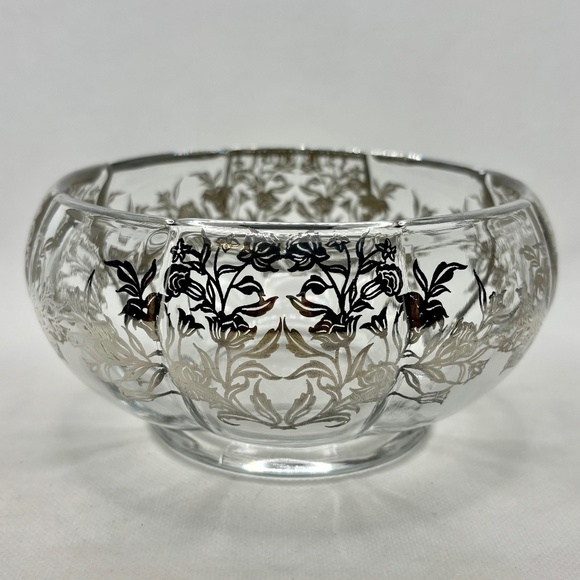 Silver City Sterling Silver Overlay  Queen Rose Pattern, 6" Glass Serving Bowl - Picture 1 of 6